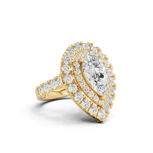 แหวนเพชรคู่รูปลูกแพร์สุดหรูแหวนเพชรที่เน้นหินสีชมพูสุด14kt สง่างาม - Product Image 6