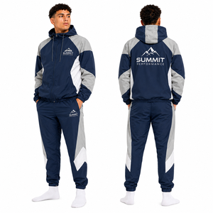 Chaqueta y Pantalones Deportivos Personalizados con Logotipo, Chaqueta Ligera con Paneles, Conjunto Deportivo para Hombre, Ropa Deportiva OEM para Equipos, Traje con Capucha y Cremallera Completa, Pedido al por Mayor - Product Image 2