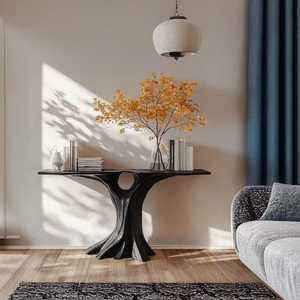 Reclaimed black entry way <b>table</b> <b>rustic</b> refined wall <b>table</b> reclaimed <b>wood</b> black console <b>table</b> console furniture unique home decor - Product Image 1