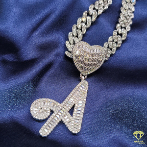 Luxury <b>Initial</b> " K "<b>Pendant</b> Moissanite Diamond Necklace Gold Plated Hip Hop Jewelry For Women Men - Product Image 2