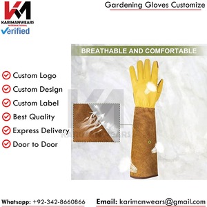 Gants de jardinage en cuir, longueur coude, durables, style classique, pour usage extérieur printemps-automne - Product Image 2