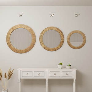 Espejo de pared costero hecho a mano, diseño de cuerda Natural, accesorio decorativo elegante para el hogar - Product Image 4