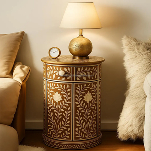 Table de chevet antique en incrustation d'os pour la maison Tabouret en incrustation d'os Table de console ronde en incrustation d'os par Falak World Export - Product Image 3