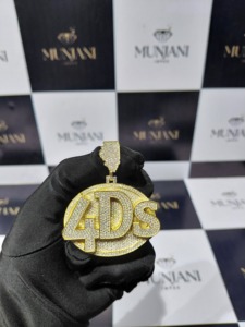 จี้ห้อยคอแบบฮิปฮอป ตัวอักษร 4DS ชุบทองคำขาว 925 ประดับเพชรโมอิสซาไนต์ VVS  ผ่านการทดสอบเพชร  แบบสั่งทำพิเศษ  ตัวอักษร N - Product Image 1