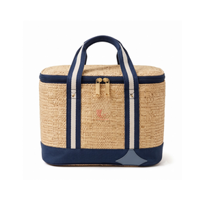 Sac fourre-tout en raphia naturel tissé à la main avec anses en sangle bleue et poignée en cuir – Écologique, idéal pour la plage et le shopping en été - Product Image 3