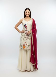 ชุด dupatta อินเทรนด์สำหรับเสื้อครีปหนาพิเศษสำหรับผู้หญิงและเด็กผู้หญิงใส่ทำงานปักลาย - Product Image 2