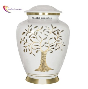 Tree of Life Pearl White New Cremation <b>Urn</b> <b>for</b> <b>Human</b> <b>Ashes</b> Solid Brass Metal Decorative <b>Urn</b> <b>for</b> Funeral Ceremony Memorial Jars - Product Image 3