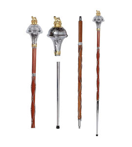 หัวกระบองชุบโครเมียม ลายสิงโตและมงกุฎ พร้อมด้ามจับและแท่งไม้ชุบโครเมียม - Product Image 6