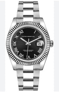 Reloj de Acero Inoxidable de Alta Calidad en Tono Plateado, Esfera Negra con Efecto Rayos de Sol, Números Romanos, Mecánico, de Lujo, Estilo Hip Hop, Edición Limitada - Product Image 2