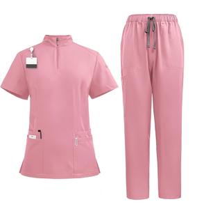 Medical Nurse Scrubs Uniform Women Scrub Shirt Pants Sets with Pockets and V-neck Hospital Use - Product Image 2