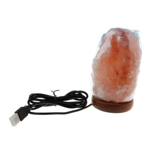 Purificateur d'air en sel de roche avec base en bois sculpté USB et veilleuse, sel rose de l'Himalaya pur en bouteille/sac - Product Image 1