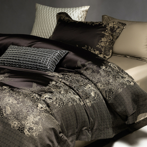 Ensemble <span class=keywords><strong>de</strong></span> literie en satin jacquard <span class=keywords><strong>noir</strong></span> <span class=keywords><strong>et</strong></span> <span class=keywords><strong>or</strong></span> <span class=keywords><strong>de</strong></span> luxe - Product Image 4
