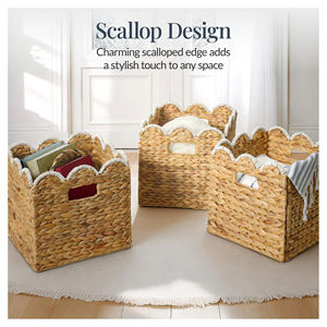 Panier de rangement festonné en jacinthe, vente chaude, fait main, naturel, écologique, organisateur de décoration intérieure, fabricant - Product Image 4