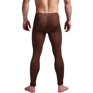 Leggings de Compresión Largos para Hombre, Color Marrón Sólido, Cintura Elástica, Spandex, Poliéster, Secado Rápido, 220g - Product Image 6