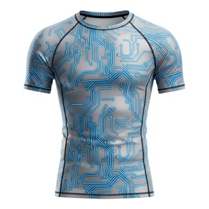 Custom printed rash guard for men women kids MMA BJJ jiu jitsu <b>no</b> gi training sublimated durable compression shirt wholesale - Product Image 1