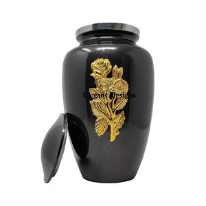 Urne funéraire en métal simple faite à la main, enduit de poudre noire, fournitures funéraires de vente chaude nouvellement à la mode - Product Image 3