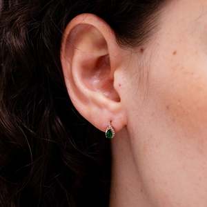 AAA <b>Emerald</b> Diamond <b>Earrings</b> 14k White Gold Pear Cut <b>Studs</b> <b>Earrings</b> Fine Jewelry Gift for Women Anniversary Wedding <b>Earrings</b> - Product Image 3