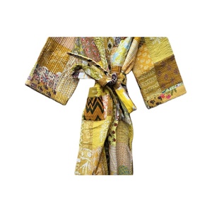 Kimono de retazos Kantha de algodón Vintage hecho a mano indio para mujer, ropa de dormir y ropa de descanso térmica elegante para el verano - Product Image 5