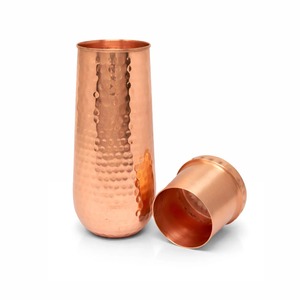 Nueva Botella de Agua de Cobre con Tapa, Acabado Martillado, Diseño Vintage, Portátil - Product Image 1