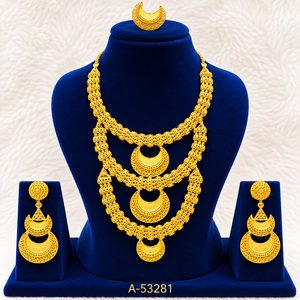 MOLL JEWELLERS Juego de Collar y Pendientes Florales de Aleación de Zinc Chapado en Oro con Circonita para Mujer, Joyería Clásica para Boda A-53280 - Product Image 4