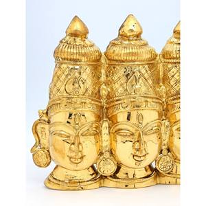 Estatua de escultura de latón para colgar en la pared de la diosa Gayatri de cinco cabezas de 15 pulgadas - Product Image 1