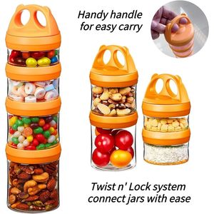 Contenitori Portatili Impilabili Ermetici Senza BPA per Alimenti, Snack, Latte in Polvere e Bevande con Sistema di Chiusura a Rotazione - Product Image 2