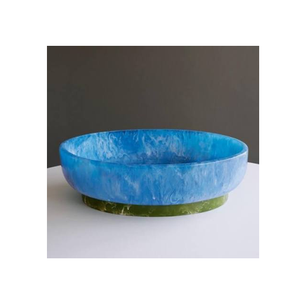 Resin Salad Serving Bowl Polished Party dinner <b>table</b> top fruit decorative Lightweight Home Use with dark green - Product Image 2