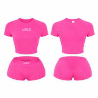 Ensemble de vêtements de sport pour femmes, haut court et short, sans couture, pour la salle de sport, le fitness, le yoga, la course à pied, vêtements de sport athlétiques, ensemble de sport 2 pièces
