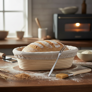 Panier de levage en rotin naturel fait main pour pain au levain, outil de boulangerie écologique pour la levée de la pâte à pain artisanal, utilisation en cuisine - Product Image 5