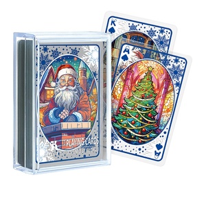 Cartes à jouer en plastique transparent Frosted Christmas Memories, fabrication OEM disponible - Product Image 1