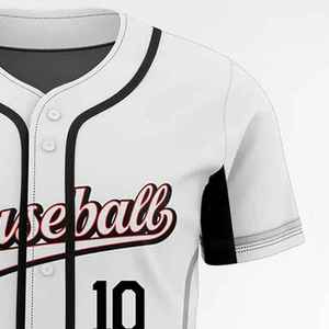 Maillots de baseball/softball personnalisés à 100 % avec impression par transfert thermique sur le devant, 100 % polyester, antibactériens, col en V, manches courtes, unisexe - Product Image 6