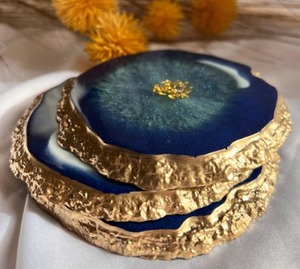 Ensemble de sous-verres en résine époxy personnalisés avec support, résistants à la chaleur, pour café, thé, boissons, vente en gros - Product Image 5