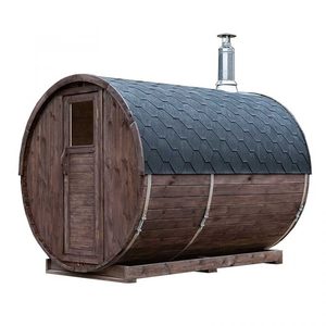 Sauna en bois noir avec toit en bardeaux d'asphalte, cabine de sauna <span class=keywords><strong>extérieure</strong></span> en cèdre pour 4 à 6 personnes avec fenêtres rondes - Product Image 6