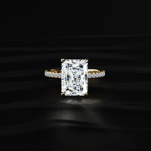 VVS-VS Clarity IGI Certified Radiant Cut Lab Grown Diamond Engagement <b>Ring</b> Gold Plated 9kt/14kt/18kt Luxury <b>Indian</b> Supplier - Product Image 2