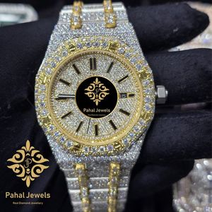 Reloj de Diamantes de Lujo Pahal Jewels para Hombre, Caja de Acero Inoxidable Poligonal de 42 mm, Movimiento de Cuarzo Analógico, Cierre Plegable Luminoso - Product Image 5