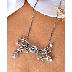 Collar con Colgante de Plata 925 Meera Jaipur Mor Peacock, Cadena de Eslabones, Joyería Fina Hecha a Mano en India, Regalo para Bodas y Fiestas, Diseño Personalizado - Product Image 2