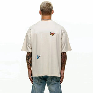 Camisetas de algodón extragrandes de alta calidad al por mayor, personalizadas, estilo vintage, para hombre, con cuello en contraste. - Product Image 2