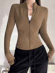 Womens High Performance Yoga <b>Jacket</b> Athletic <b>Workout</b> Gym Running Fitness Wear Custom Logo OEM ODM Private Label Wholesale - Product Image 1