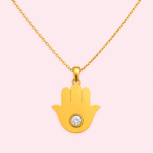 Collar con Colgante de Mano de Hamsa Chapado en Oro, Plata de Ley 925, Diamante de Corte Radiante, Joyería Minimalista de Lujo para Mujer - Product Image 3