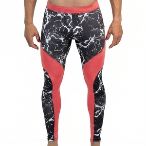 Leggings de compression taille haute pour hommes, longueur intégrale, imprimé marbré, extensibles dans les quatre sens, en Spandex et Nylon, pour le yoga - Product Image 6