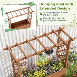 Fioriera Rialzata in Legno di Pino 100% Naturale con Tetto Sospeso, Edifici da Giardino Eco-Sostenibili - Product Image 4
