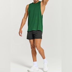 Camiseta sin mangas verde para hombre, cuello redondo, color sólido, informal, transpirable, de punto, para entrenamiento. - Product Image 2