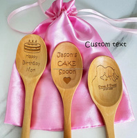 Cuchara de Madera Personalizada de Lujo para Pastel con Mango Largo - Regalo Personalizado para Aniversario de Bodas, Cumpleaños, Cocina, Aderezo para Ensaladas