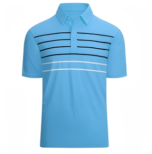 Custom <b>Mens</b> Golf <b>Polo</b> <b>Shirt</b> Striped Performance <b>Polo</b> Moisture Wicking Sportswear OEM ODM Manufacturer Supplier - Product Image 5