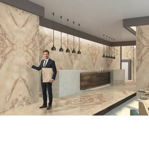Baldosas de porcelana pulida brillante Vistaar de formato grande 1200x2400mm (4x8 pies) tipo Breccia Capriya para espacios, imitación mármol italiano. - Product Image 1