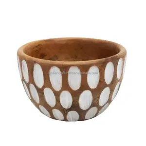 Tazón de ensalada y fruta de madera de raíz recuperada de forma única tallado a mano diseño informal clásico para accesorios de cuencos decorativos de fiesta - Product Image 5