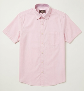 Chemises habillées décontractées Enovate respirantes 100 % coton tissé uni avec logo au col et manches courtes pour hommes - Product Image 1