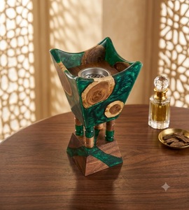 Customizable Bakhoor Burner Wood Resin <b>Oud</b> Incense Holder Green Decorative Aromatherapy <b>Diffuser</b> for Gifting - Product Image 1