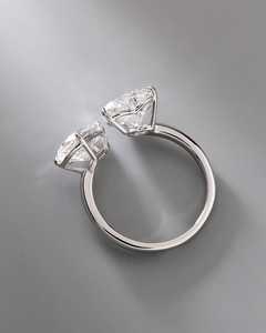 Anillos de Compromiso Toi Et Moi, Diamante Cultivado en Laboratorio con Corte de Pera y Corazón de 4 Quilates IGI, Dos Piedras, Banda Abierta, Engaste de Cesta, Oro Sólido de 10K, 14K, 18K - Product Image 3
