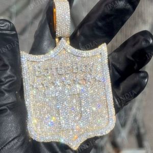 Pendentif Moissanite Personnalisé avec Logo, Style Hip Hop, Bijoux pour Hommes, Argent Sterling 925 Plaqué Rhodium, Certifié GCI & IDGL - Product Image 1